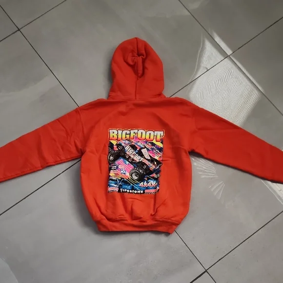 Gildan Kids Bigfoot Monster Truck Hoodie - Orange - Picture 5 of 5